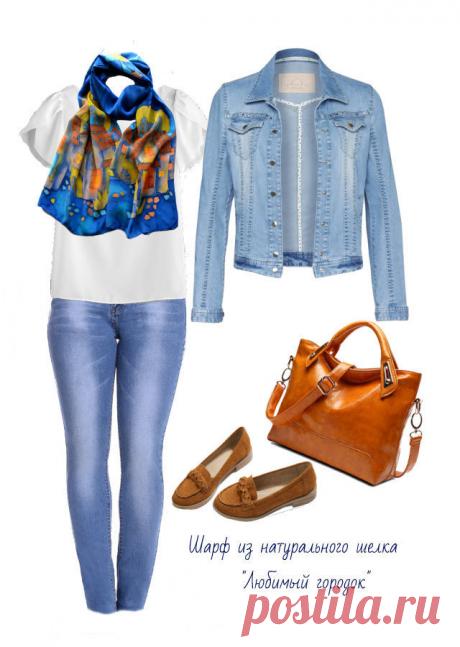 Шарф батик из крепдешина "Любимый городок" – купить в интернет-магазине на Ярмарке Мастеров с доставкой - FIDERRU | Архангельск