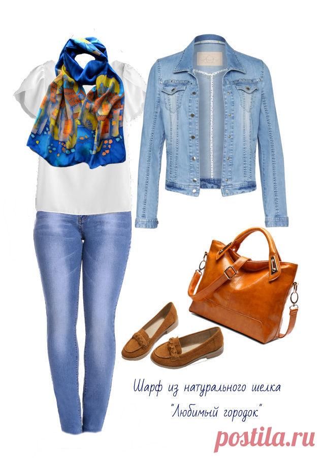 Шарф батик из крепдешина 