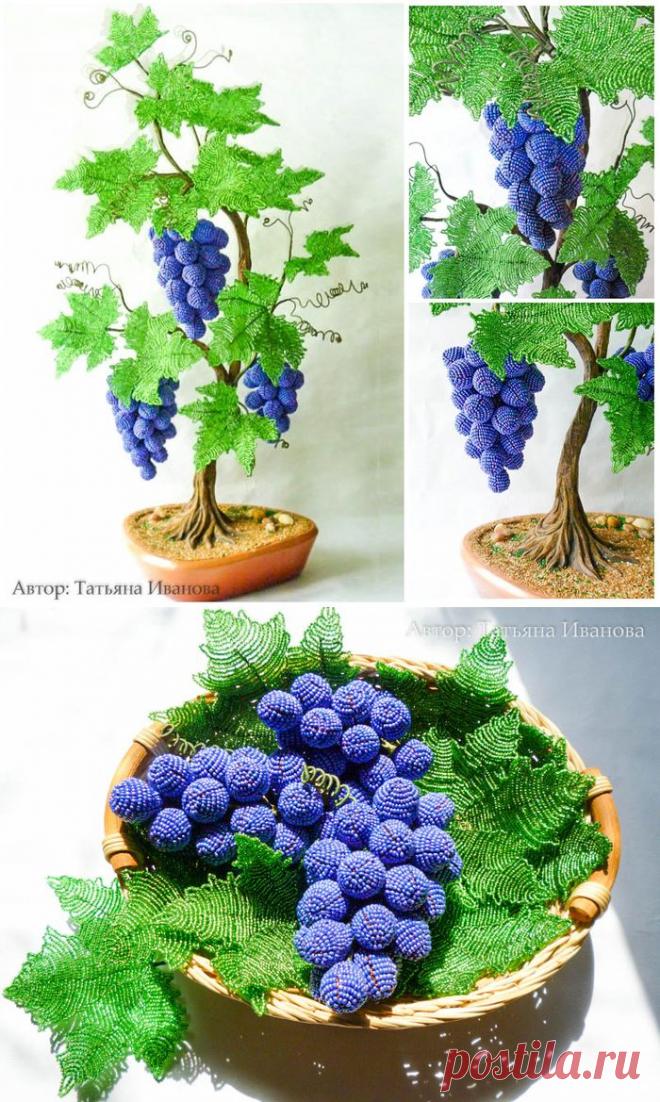 Виноградная лоза из бисера | Самоделкино
