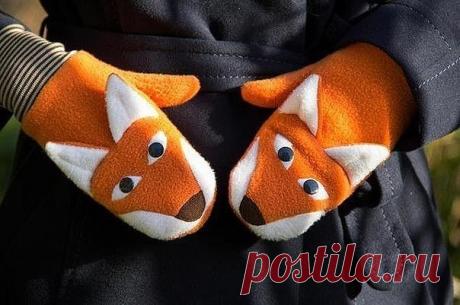 Варежки из флиса, которые и согреют, и порадуют