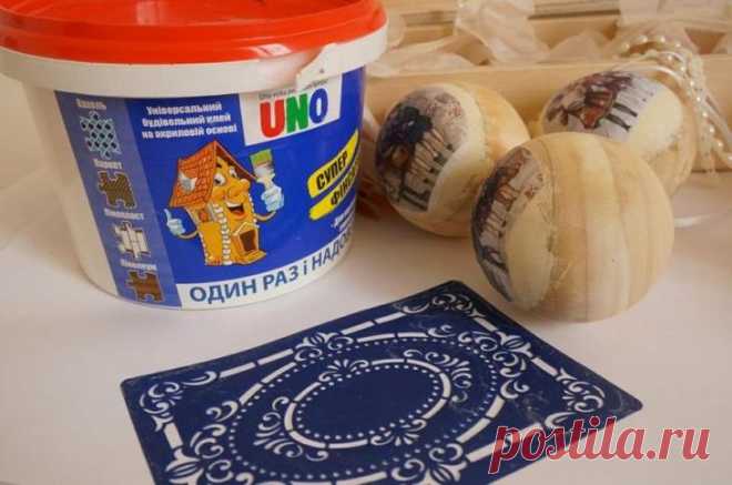 Декупаж ёлочных шаров