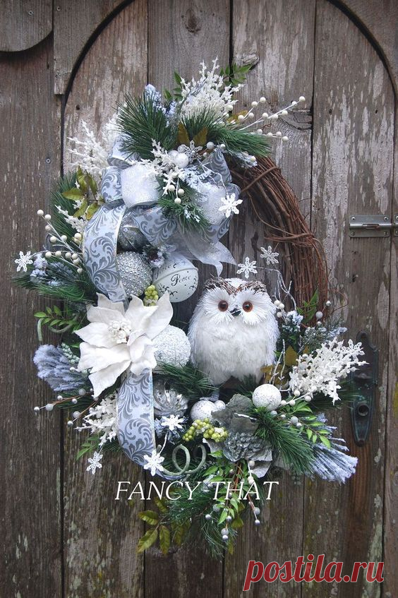 Christmas Wreath Winter Wreath Burlap Owl Wreath Snowy Greenery Snow Falling in the Forest Burlap Winter Wonderland No Red | Christmas wreaths, Christmas decorations, Winter wreath