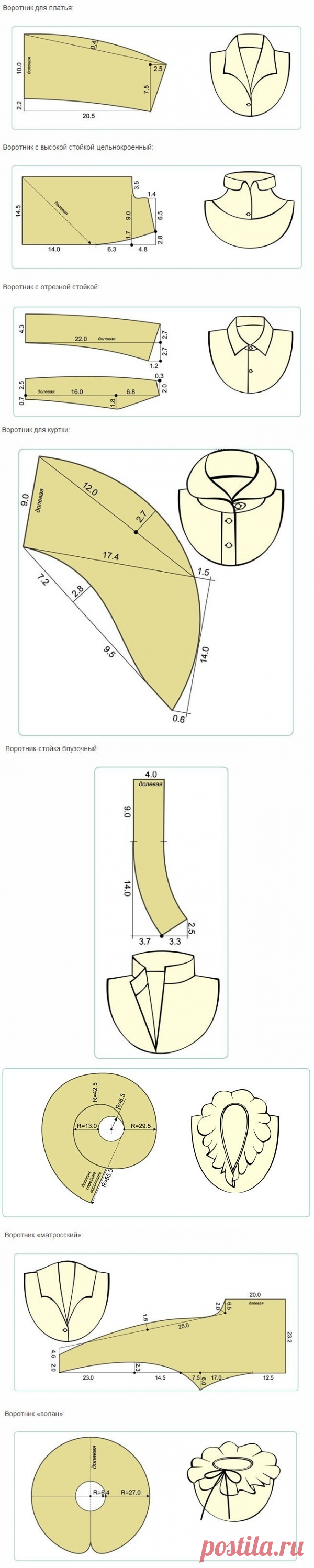 Выкройки воротников