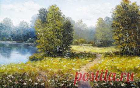 Край березовый, необъятный... Художник Синев Евгений.