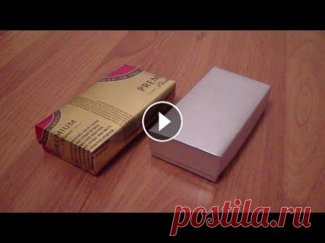 Поделки из алюминиевых банок. Часть 8. Коробочка с крышкой Как сделать коробочку с крышкой размером 100 x 50 x 20 мм из алюминиевых банок. Потребуется 3 алюминиевые банки, маркер и 2 линейки. Без клея и скотча...