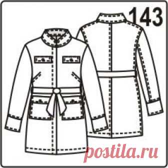 Стиль милитари: выкройка женского жакета на пуговицах Представляем редкую выкройку – длинный жакет в стиле милитари. Жакет летний, без подкладки. Выкройку можете использовать для шитья осенней куртки, плаща.