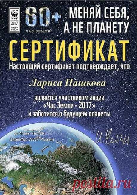 25 марта 2017 г. состоится международная акция Час Земли
