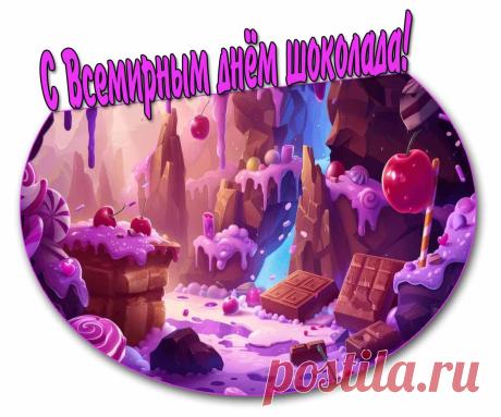 Самый вкусный и желанный,
Самый сладкий, долгожданный
Белый, горький и молочный
Шоколад — уж это точно. Открытки на Всемирный день шоколада!