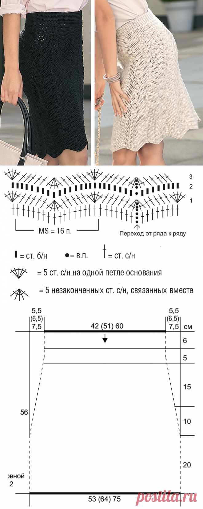 Вязаная юбка с фигурным краем