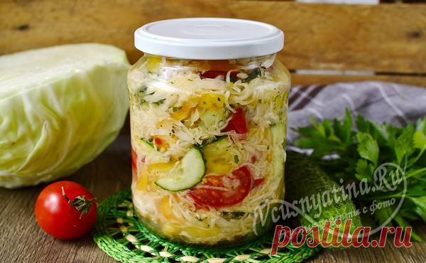 Кубанский салат на зиму из капусты, огурцов и помидор