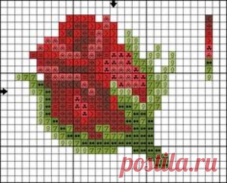 Схема розы для вышивки крестиком бисером