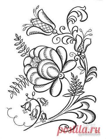 Раскраска. Гжель. Можно использовать и как трафареты для творчества.