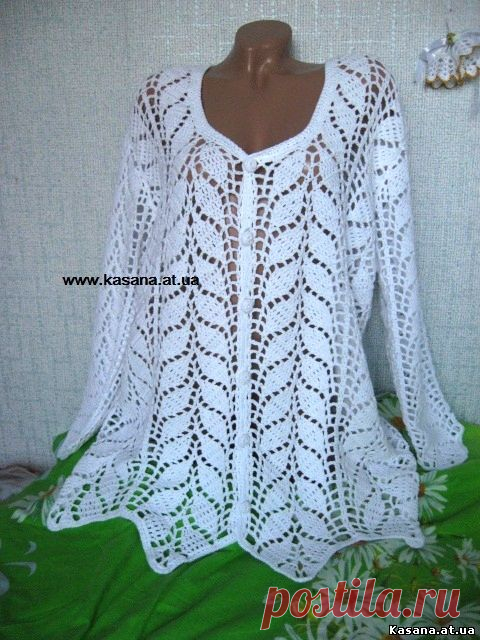 Ажурный кардиган- Листья | Handmade24