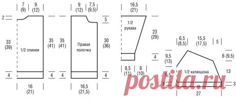 Кофта с капюшоном и контрастными планками - схема вязания спицами. Вяжем Кофты на Verena.ru