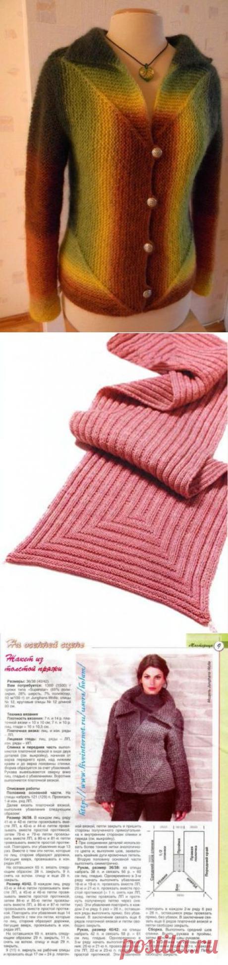 Кофта &quot;Лисья&quot;. Шарф геометрический. Жакет из толстой пряжи. Общая техника вязания на спицах этих изделий. / Обсуждение на LiveInternet - Российский Сервис Онлайн-Дневников