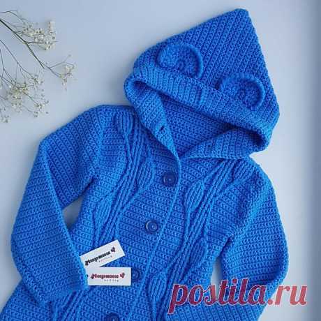 knitted autumn jacket for boy Merino cardigan with hood for
