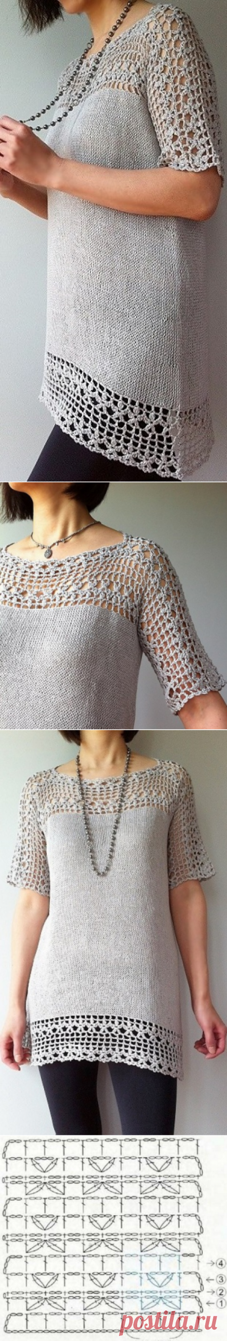 Туника спицами и крючком