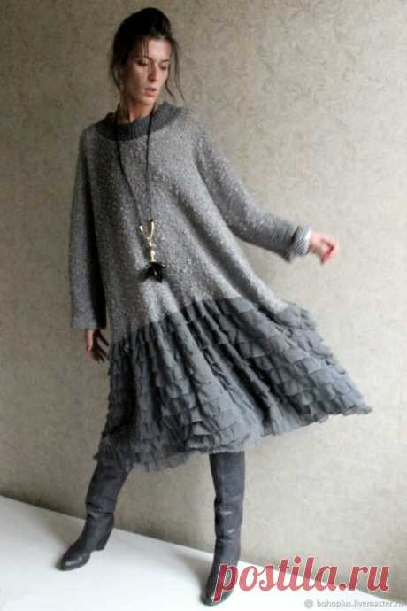 Ткань+вязание. Примеры оригинальной одежды, которые можно воплотить в жизнь своими руками. | Handmade для всех | Яндекс Дзен