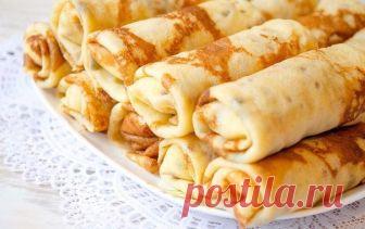 Блины «Безупречные». Получатся даже у новичков! 

Ингредиенты: 
кипяток — 1,5 стакана; 
молоко — 1,5 стакана; 
яйца — 2 штуки; 
мука — 1,5 стакана (тесто должно быть реже, чем на оладьи); 
сливочное масло — 1,5 столовые ложки; 
сахарный песок — 1,5 столовые ложки; 
соль — 0,5 чайной ложки; 
ваниль. 

Взбейте яйца с сахаром, добавьте соль и ваниль. Далее взбивая смесь, добавляем молоко и постепенно всыпаем муку. Не переставая взбивать, вливаем растопленное сливочное масло, ...