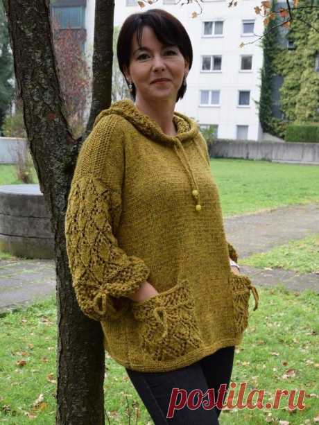 ТУНИКА НА СПИЦАХ С КАПЮШОНОМ И КАРМАНАМИ (Вязание спицами) Размер 48-52. Вам потребуется: 600 г пряжи (53%полиакрил, 47% шерсть; 50 г/220 м); спицы №4, №5 и №6; крючок №3; 2 большие бусины. Резинка: 2 лицевые, 2 изнаночные. Плотность вязания: 18 п. х 24 р.…