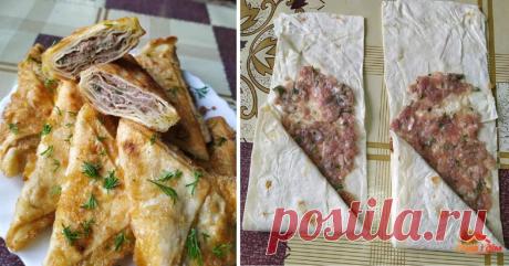 Швидкі "Бендерики" з м'ясом на лаваші. Дуже смачні, гарні і легкі у приготуванні! | Сім’я і дім Хрумкі "Бендерики" із соковитою м'ясною начинкою до борщу або супу - що може бути смачніше? Ці трикутні млинці з м'ясом - традиційна західноукраїнська страва, назва якої насправді походить від молдовського міста Бендери і не має нічого спільного з Бандерою. Обов'язково приготуйте "Бендерики", вони дуже смачні! А щоб було швидше - зробіть на лаваші.