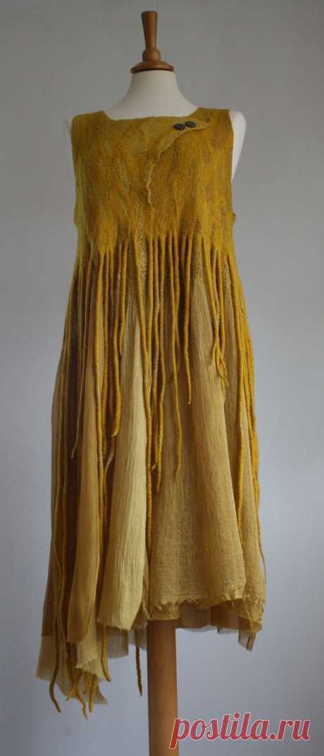 Merino Silk Dress, naturally dyed, OOAK