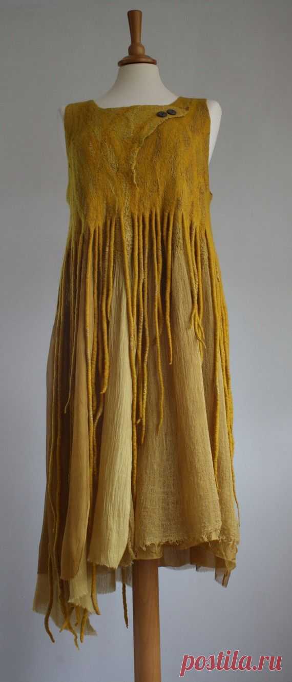 Merino Silk Dress, naturally dyed, OOAK