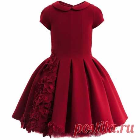 (2) Red Neoprene Couture Dress with Flowers