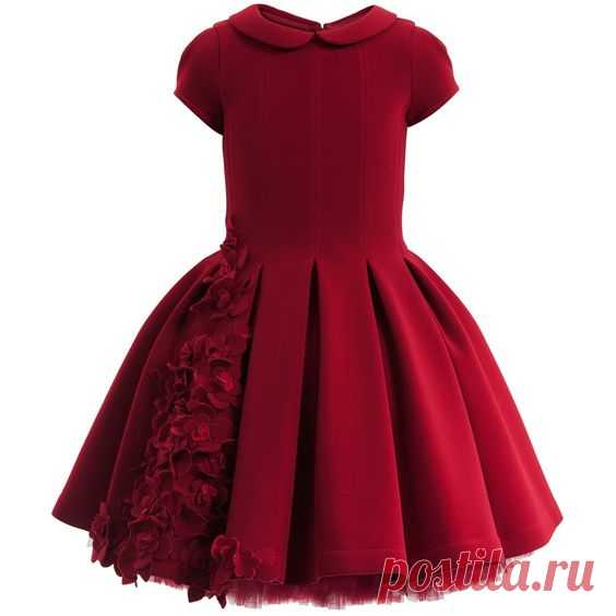 (2) Red Neoprene Couture Dress with Flowers