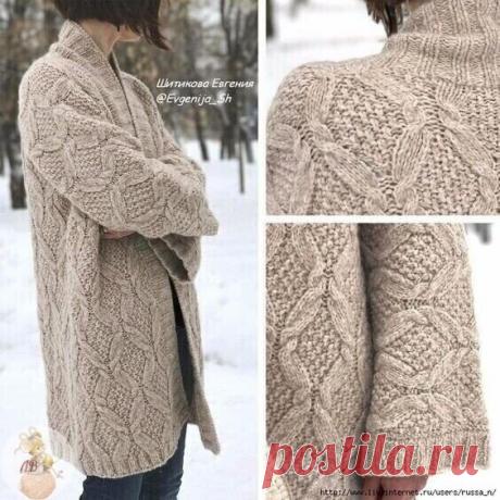 Узoр для стильного кардигана спицами