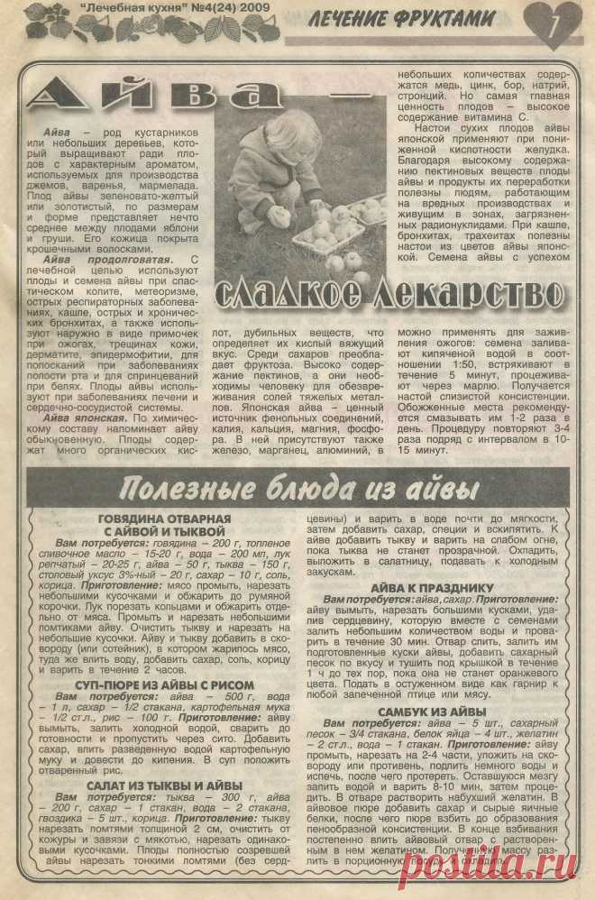Айва - сладкое лекарство