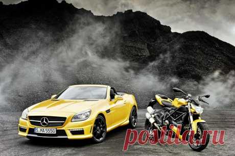 Mercedes-Benz SLK 55 AMG и Ducati Streetfighter 848
