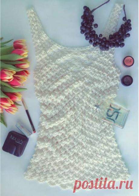 Вязание майки простым узором - МАЙКИ ВЯЗАННЫЕ &lt;!--if(МОДЕЛИ ДЛЯ ЖЕНЩИН)--&gt;- МОДЕЛИ ДЛЯ ЖЕНЩИН&lt;!--endif--&gt; - Схемы вязания  - Вязание крючком и спицами
