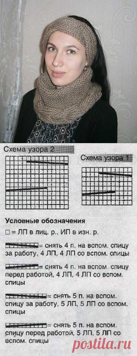 (+1) - Снуд и повязка спицами | РУКОДЕЛИЕ