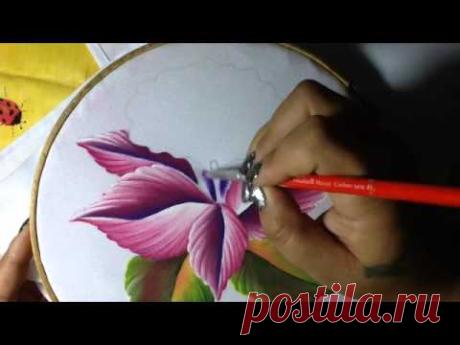 Pintura en tela Orquidea semanario # 4 con cony