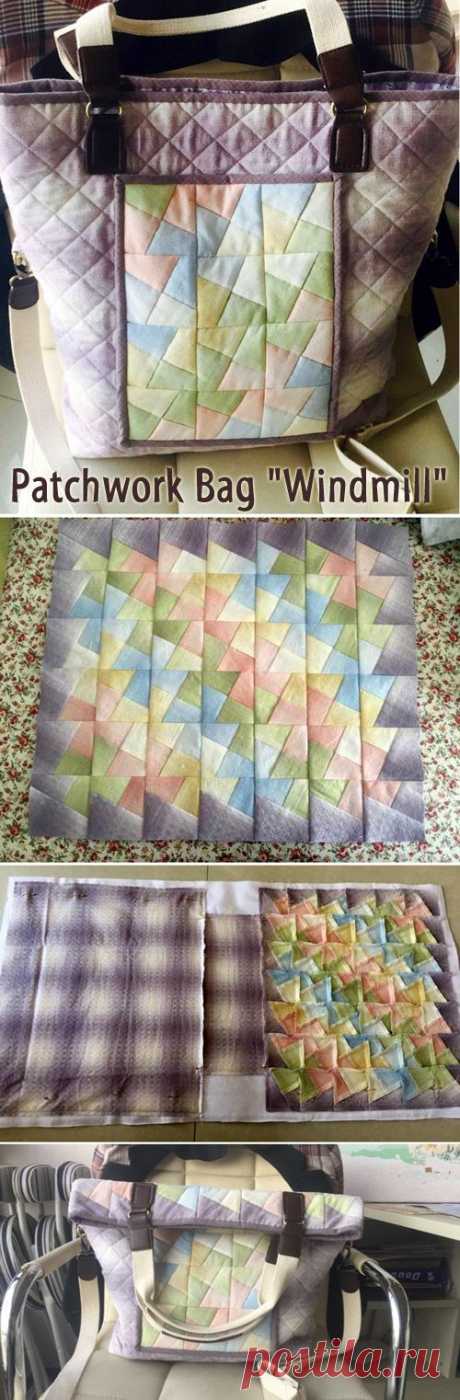 Patchwork Bag &quot;Windmill&quot; ~ https://www.handmadiya.com/2015/08/patchwork-bag-windmill.html