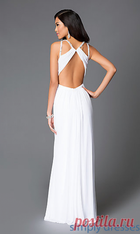 White Abbie Vonn Backless Formal Gown