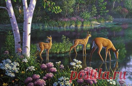 Схема вышивки «Водопой» - Вышивка крестом