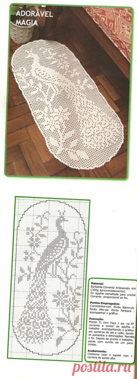 ФИЛЕЙНЫЙ КОВРИК - ПАННО &quot;ПАВЛИН&quot;