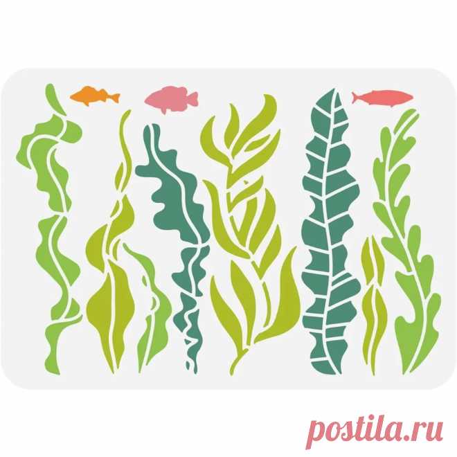 Plantilla con tema oceánico, plantillas de pintura de dibujo de plástico de pez marino de algas de 11,7x8,3 pulgadas para pintar en álbum de recortes Tela - AliExpress