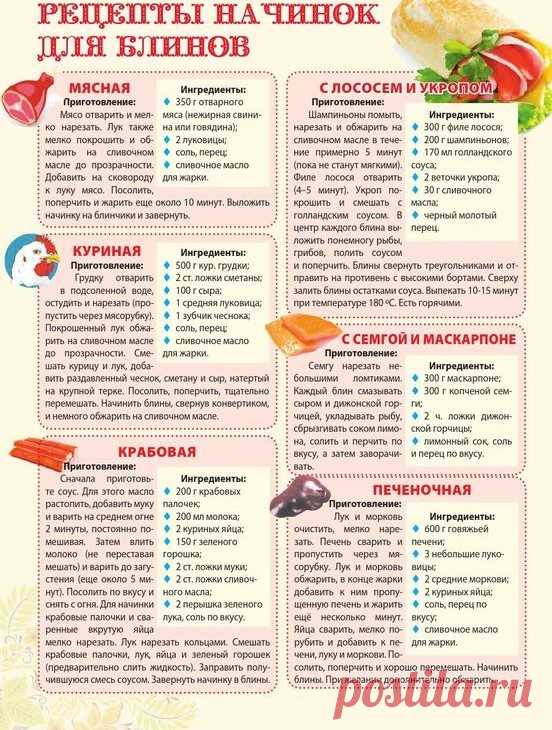 Подборка начинок для блинов, обязательно сохраните!!!