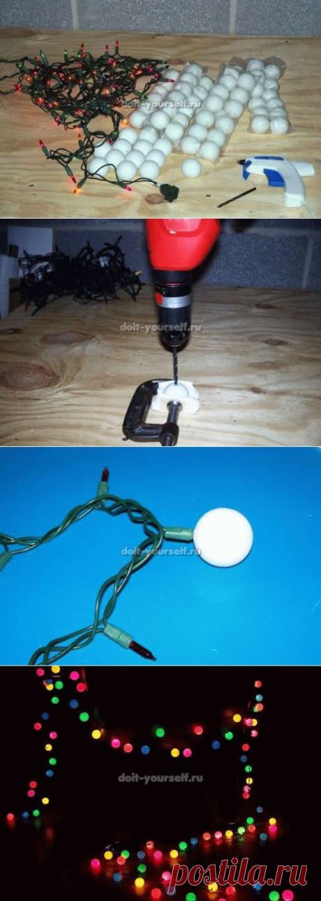 Светящаяся гирлянда из теннисных шариков | Своими руками