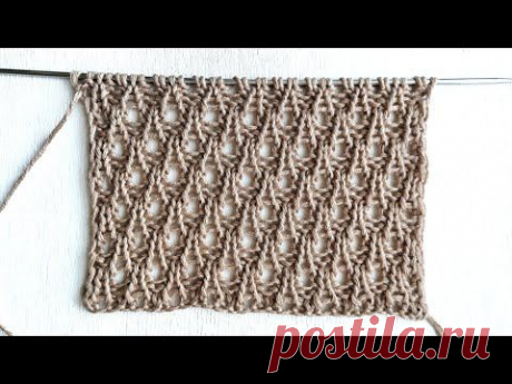 Фактурный ажурный узор спицами Капельки 💥 Очень легкий, с красивой изнанкой