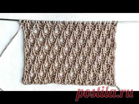 Фактурный ажурный узор спицами Капельки 💥 Очень легкий, с красивой изнанкой