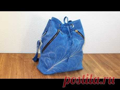 Как сшить джинсовую сумку #13. How to sew a denim bag #13. DIY denim bag.