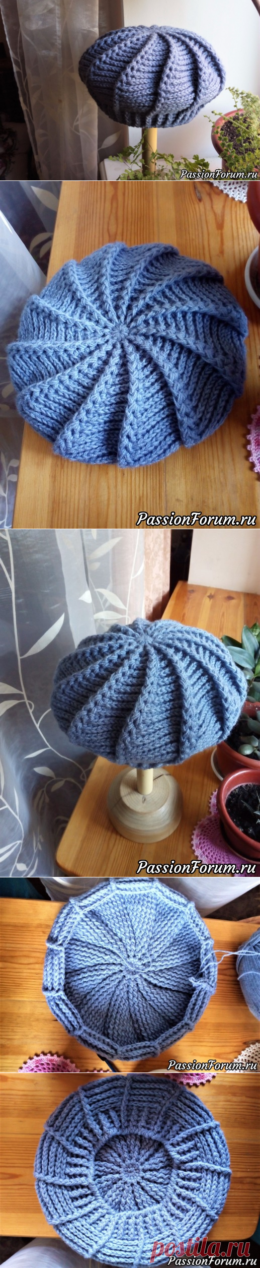 Теплый берет рельефными столбиками. - запись пользователя Margarita (Светлана) в сообществе Конкурсы в категории Шапки разные важны, в холода они нужны!