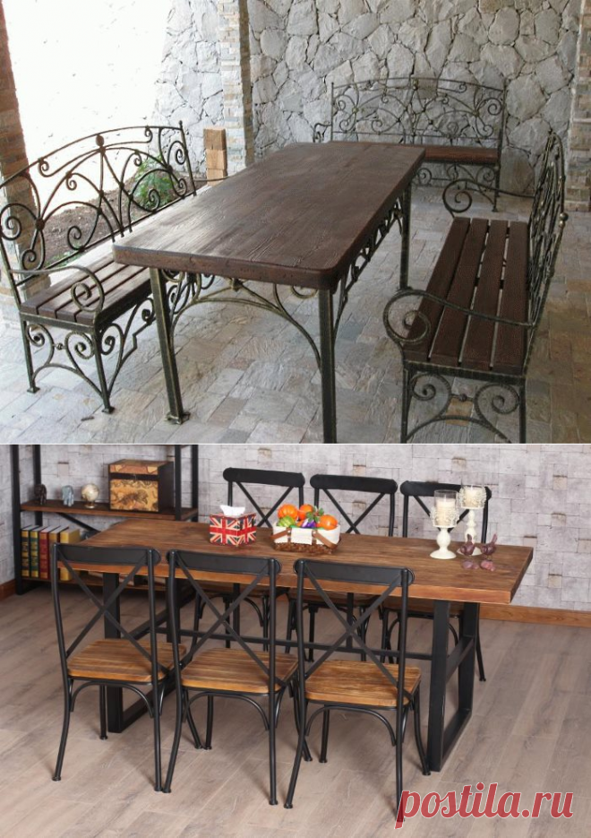 Кованый обеденный стол: фото в интерьере кухни