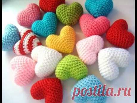♥Объёмное сердечко крючком♥сердце амигуруми♥Volumetric heart Valentine♥Объёмное сердце.