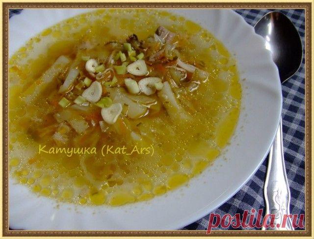 Щи из свежей капусты с солеными огурцами