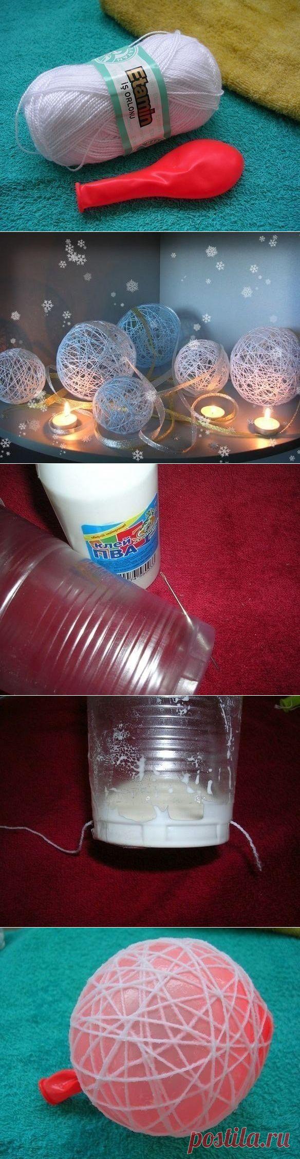 Новогодние шары из ниток